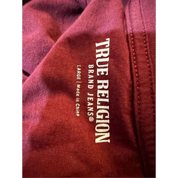 Beautiful True Religion Womens Horseshoe Logo Tee burgundy colored T-Shirt size - Picture 4 of 6